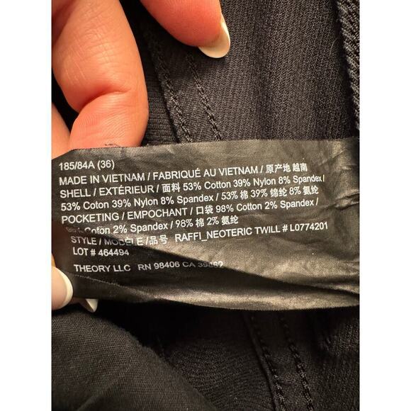 Theory Men's Black Stretch Twill Straight leg Pants Size 36 - Picture 5 of 7